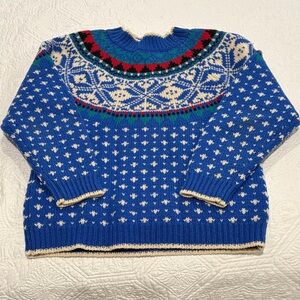 Knit Stitches Blue and White Nordic Women's Sweater